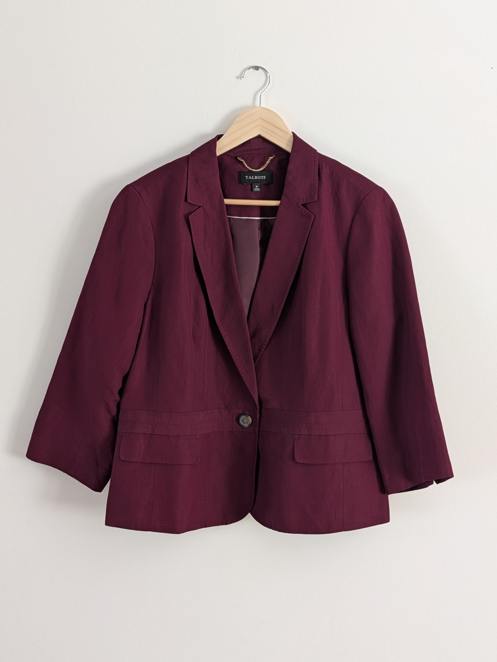 Talbots Linen Wine-Colored Single-Button Blazer -16